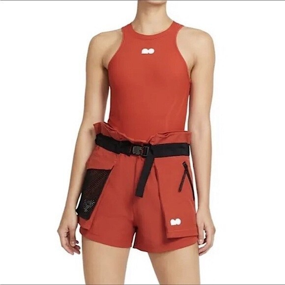 NWT Nike Tennis Shorts Naomi Osaka Utility Belted Orange Nylon Spandex Mesh L - Picture 3 of 16